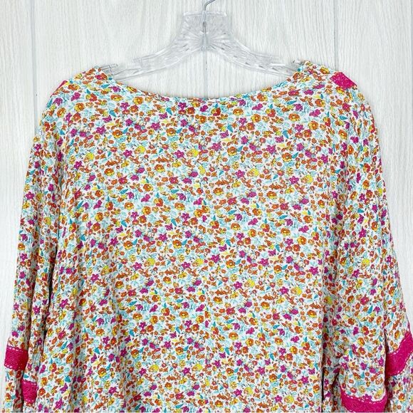 Lane Bryant | floral Lace Trim Peasant Blouse Size 22/24 - Picture 9 of 11